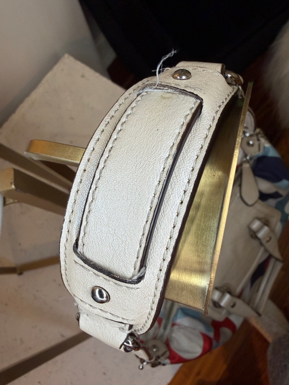 Coach GUC Optic multicolor shoulder satchel bag. Tan leather handles,trim - Picture 6 of 8